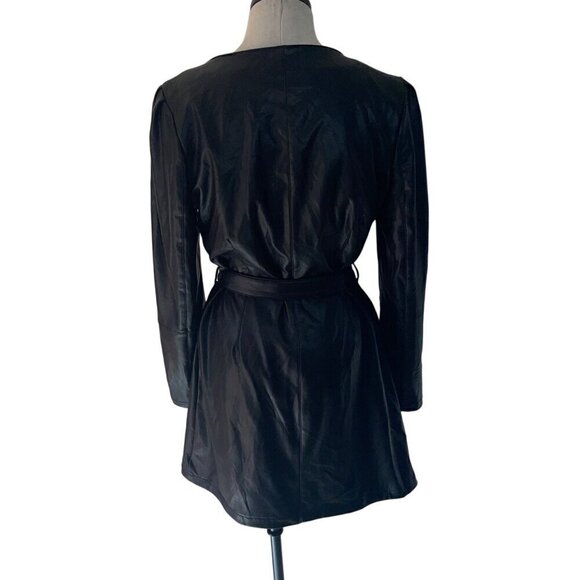 7 For All Mankind Womens Dress Size Large Black Faux Leather Belt Long Sleeve - Picture 3 of 8
